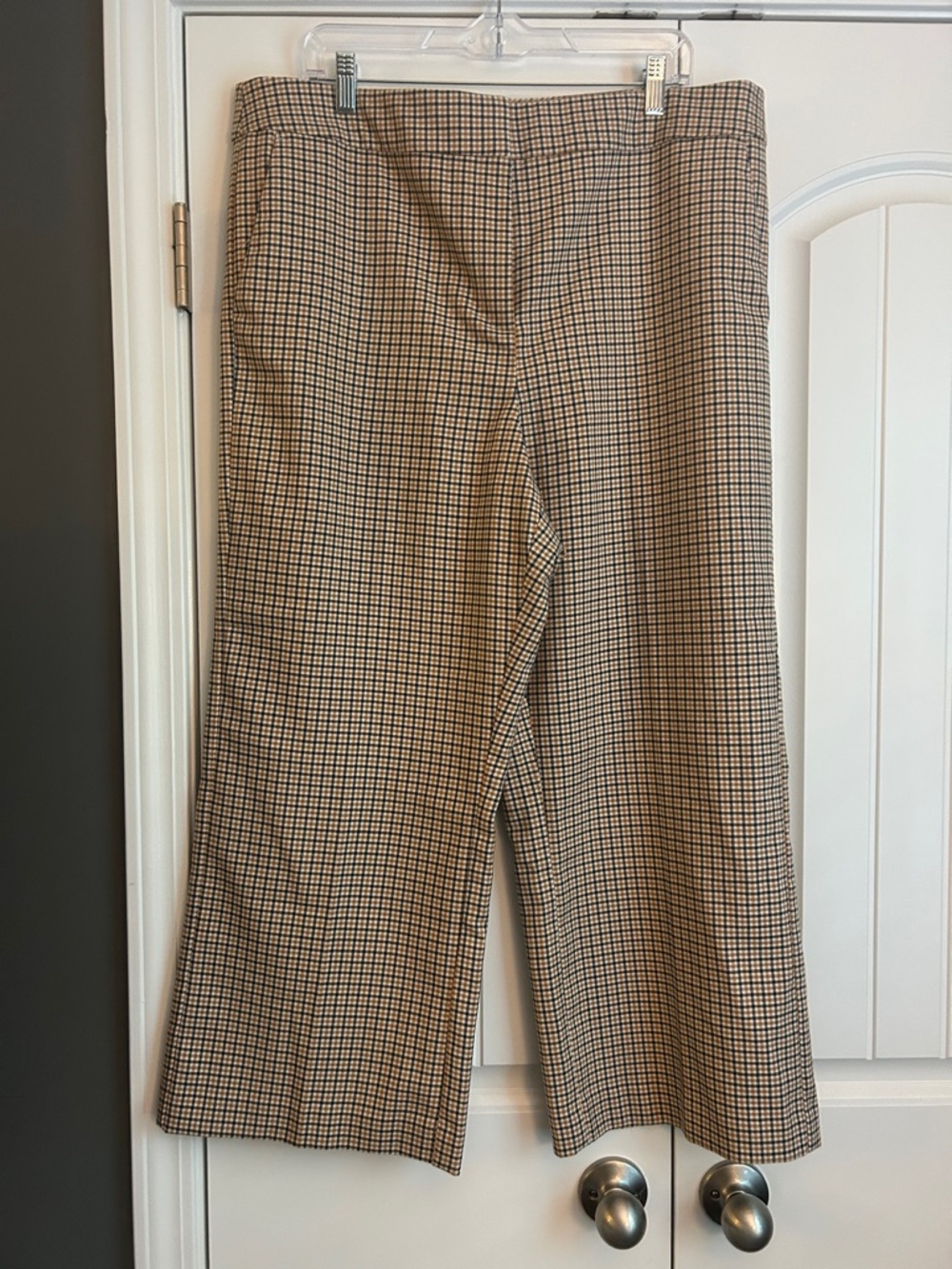 LOFT Checked ankle pants in Tan and Black